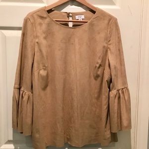 NWOT Suede (faux) Bell Sleeve shirt